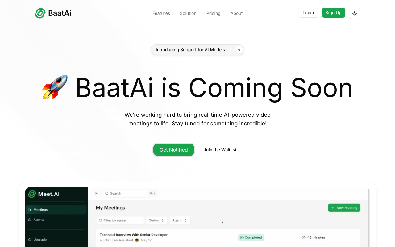BaatAi - Your AI-Powered Meeting Assistant that engages in meetings as tutors, coaches, and assistants AI meeting-assistant productivity