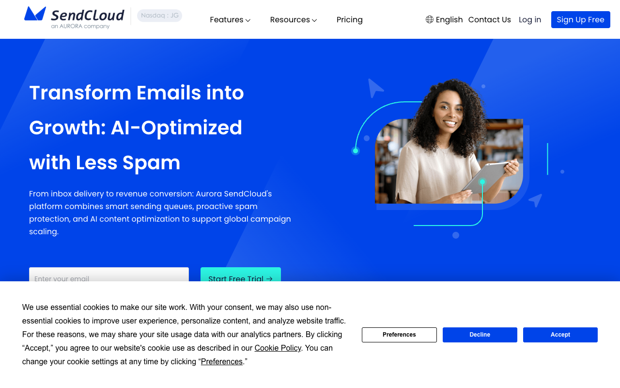 Aurora SendCloud - A professional email delivery service that transforms emails into growth