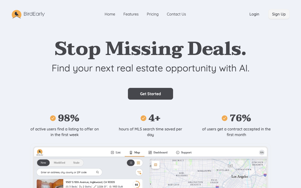 BirdEarly - AI-powered tools for real estate investors to find the best property opportunities