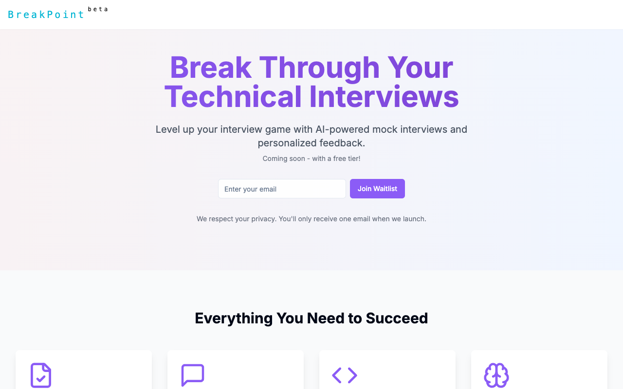 Breakpoint - An AI-powered platform to help you succeed in technical interviews