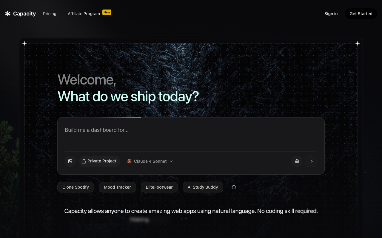 Capacity - Create Full Stack Web Applications in Seconds Using AI