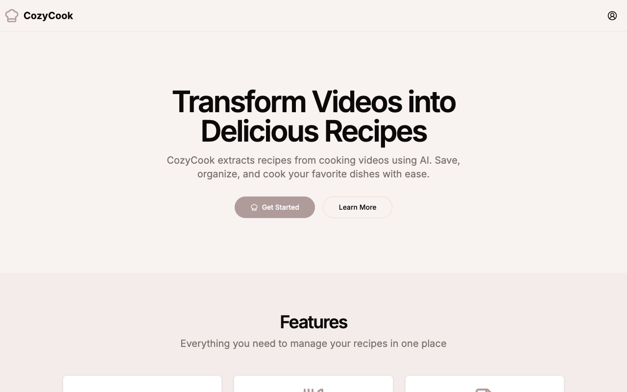 CozyCook AI - Transform cooking videos into editable recipes with nutrition facts