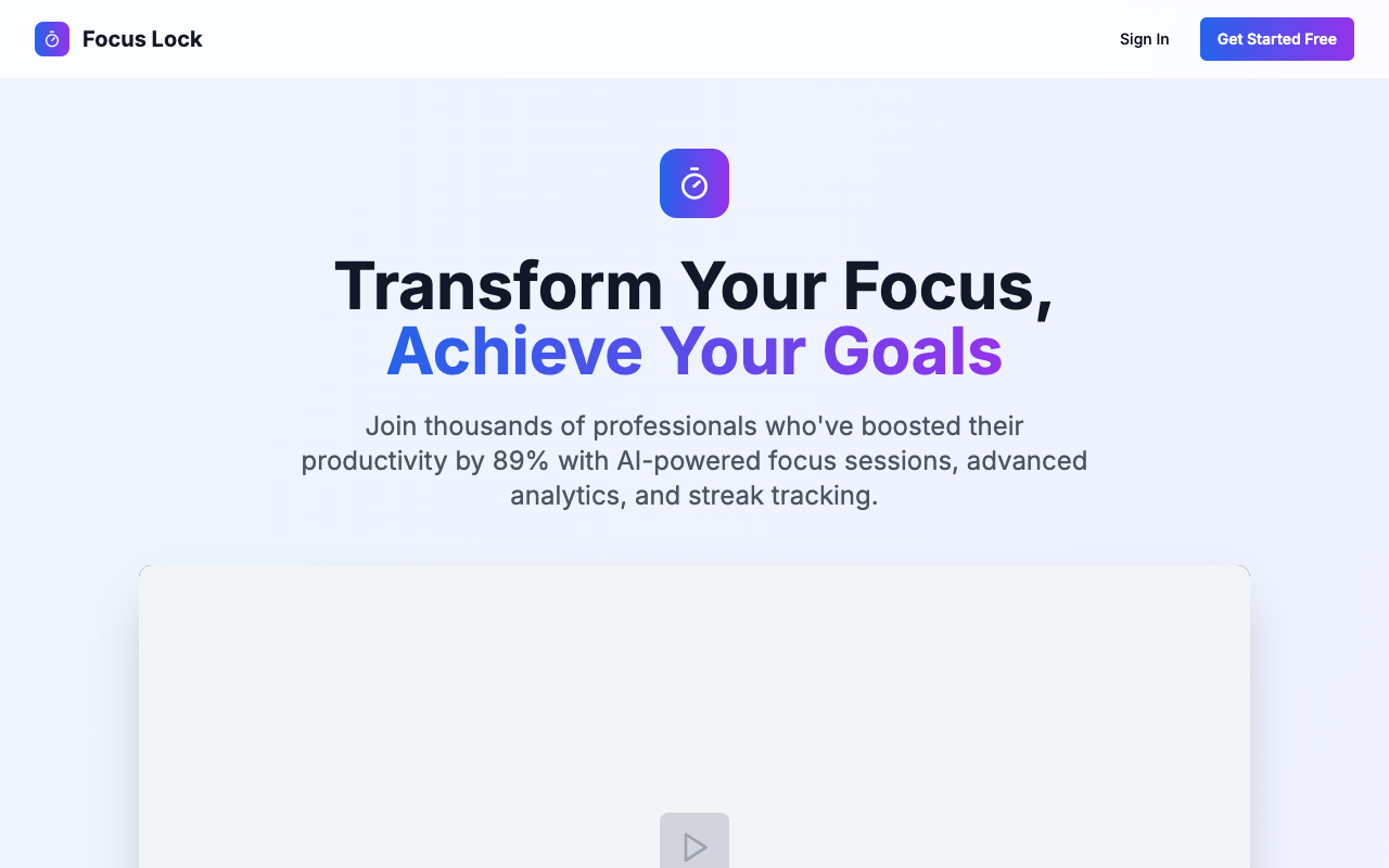 FocusLock - An AI-powered productivity timer that helps you boost focus and track progress