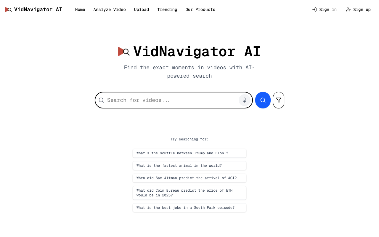 VidNavigator - An AI-powered video search engine that helps you find exact moments in videos