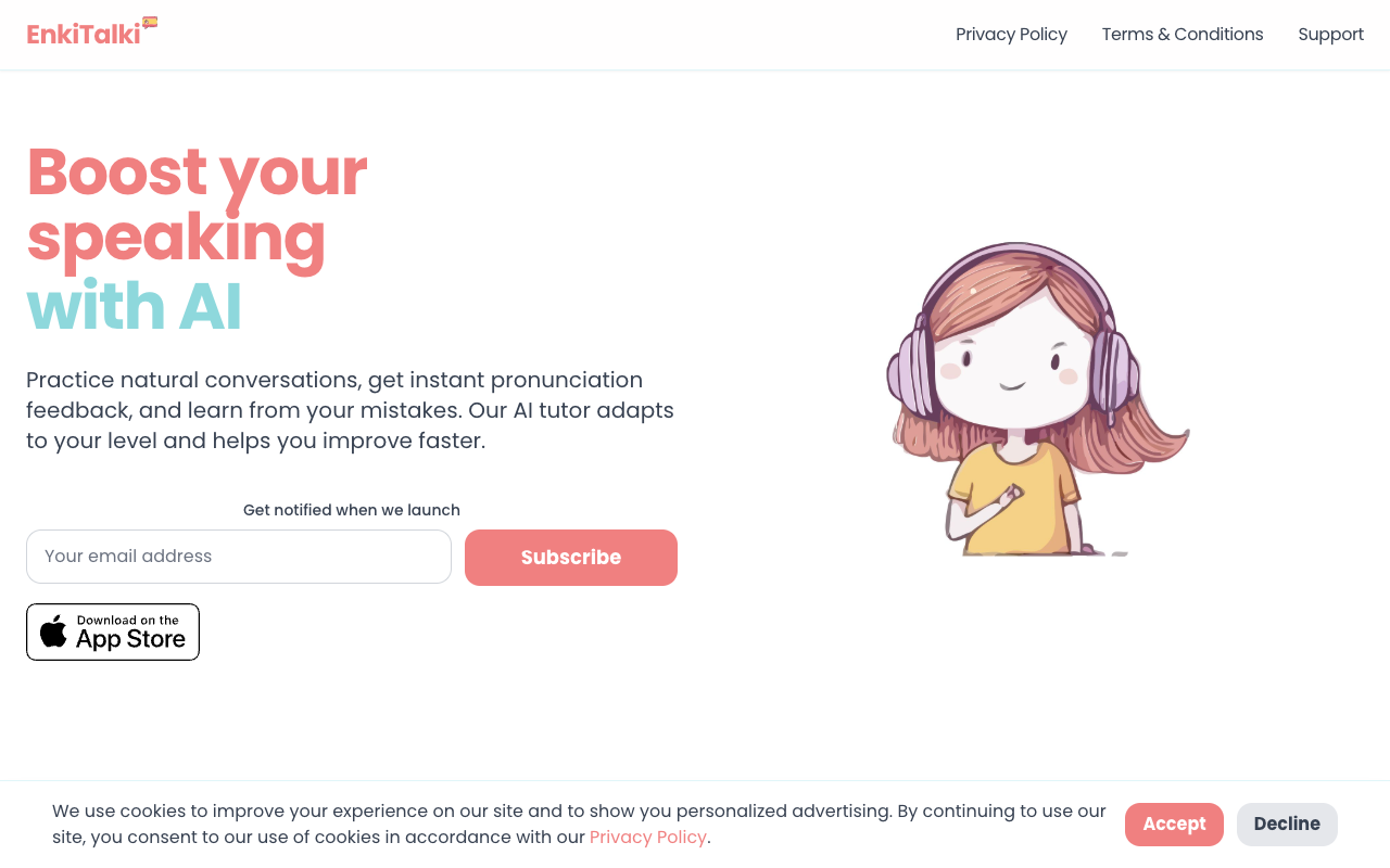 Enkitalki - An AI language tutor that helps you learn Spanish with personalized speaking practice