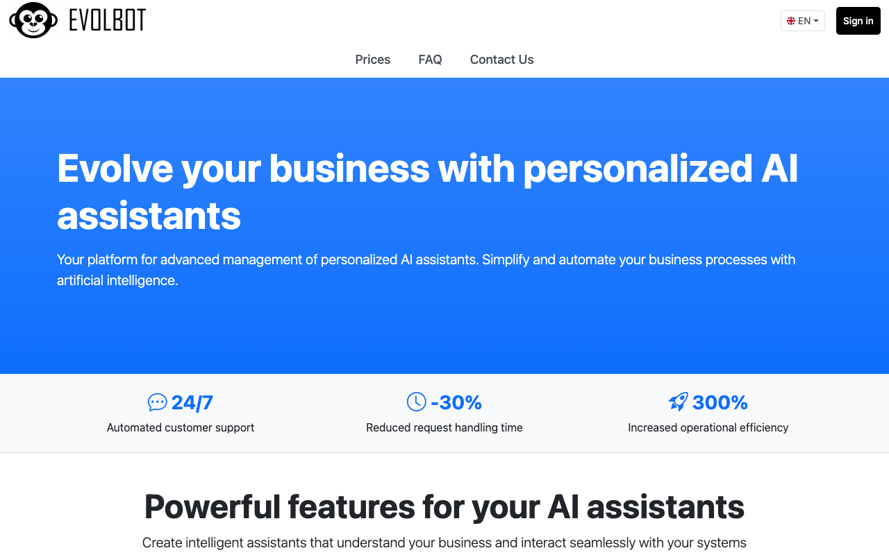 Evolbot - Evolve your business with personalized AI assistants