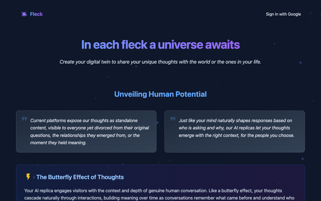 Fleck - AI replicas that speak your mind and share your unique thoughts