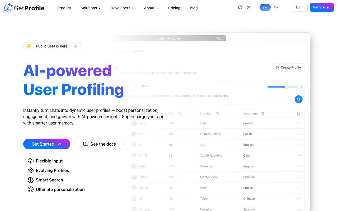 GetProfile AI - AI-powered User Profiling Tools for Enhanced Personalization