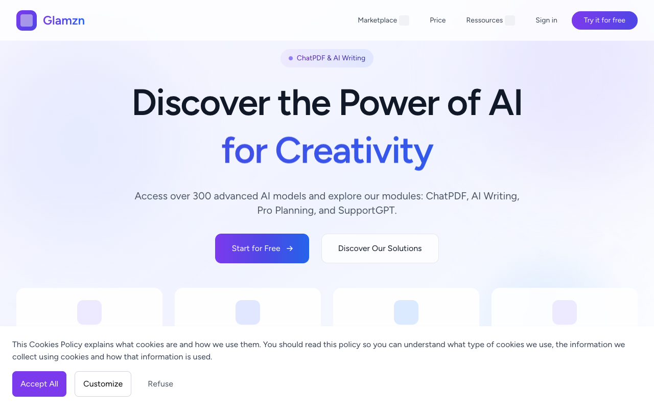 Glamzn - All Your AI Tools in One Powerful Platform