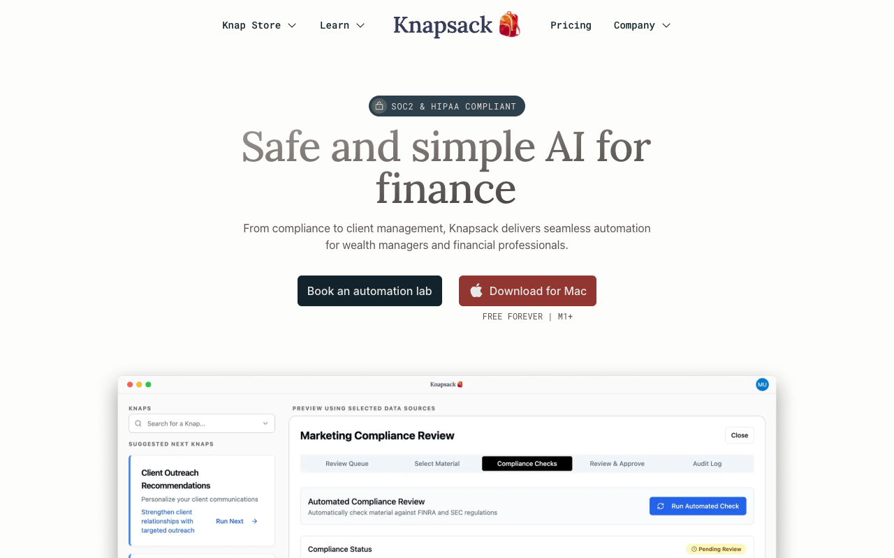 Knapsack AI Assistant - Your email on autopilot with you in control