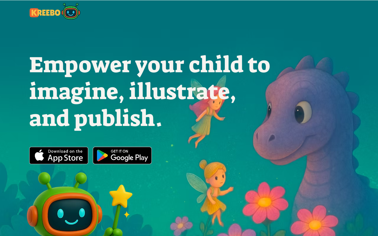 Kreebo - An AI companion app that helps children create and publish their own illustrated storybooks children storytelling AI