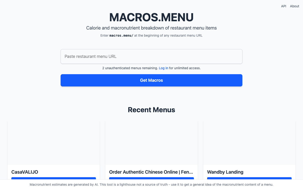 Macros Menu - AI Powered Restaurant Menu Macronutrient Info