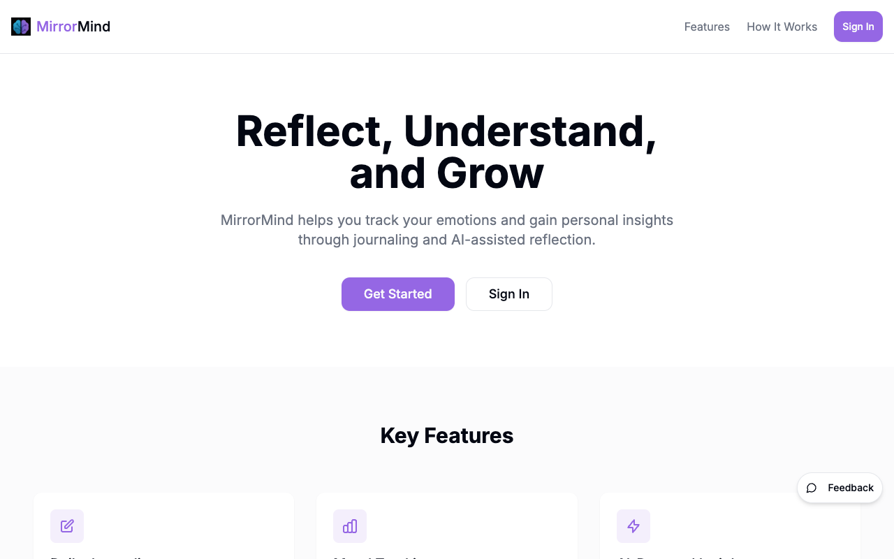 MirrorMind - An AI-powered mental wellness journal for reflection and personal growth