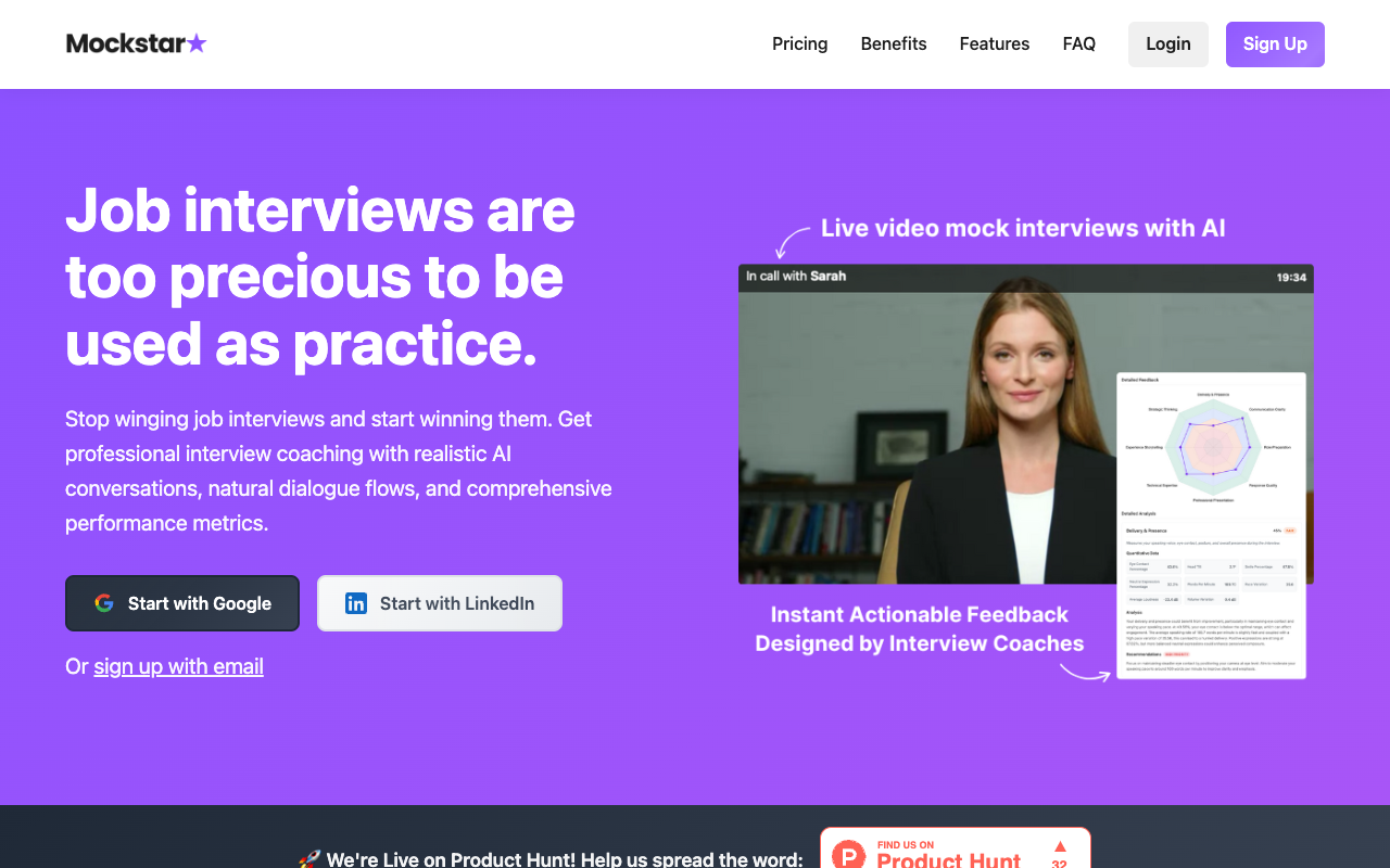 Mockstar - AI-powered mock video job interviews and coaching for better job offers