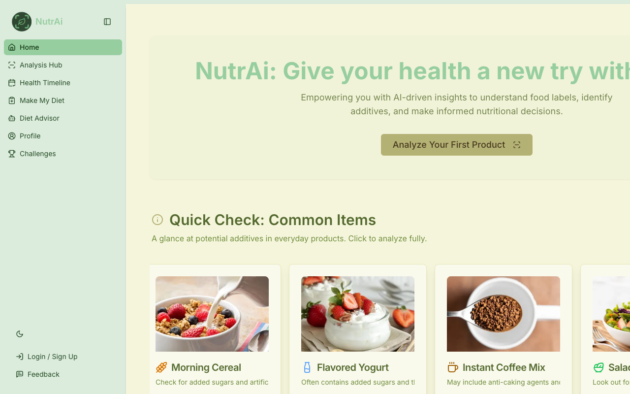 NutrAi - An AI nutrition analysis app that helps you make informed dietary choices