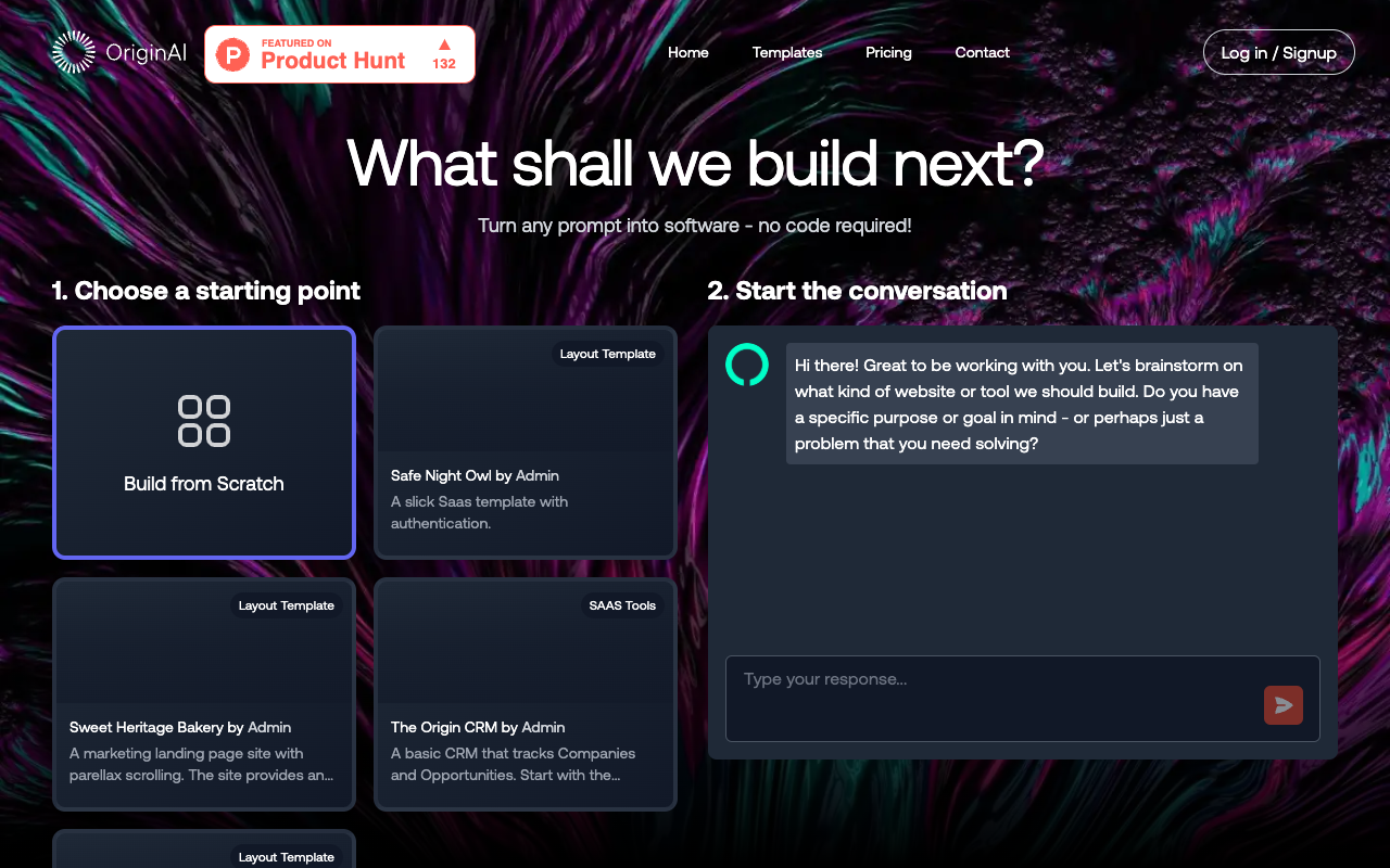 Origin AI - Turn prompts into full-stack apps without coding AI no-code SaaS
