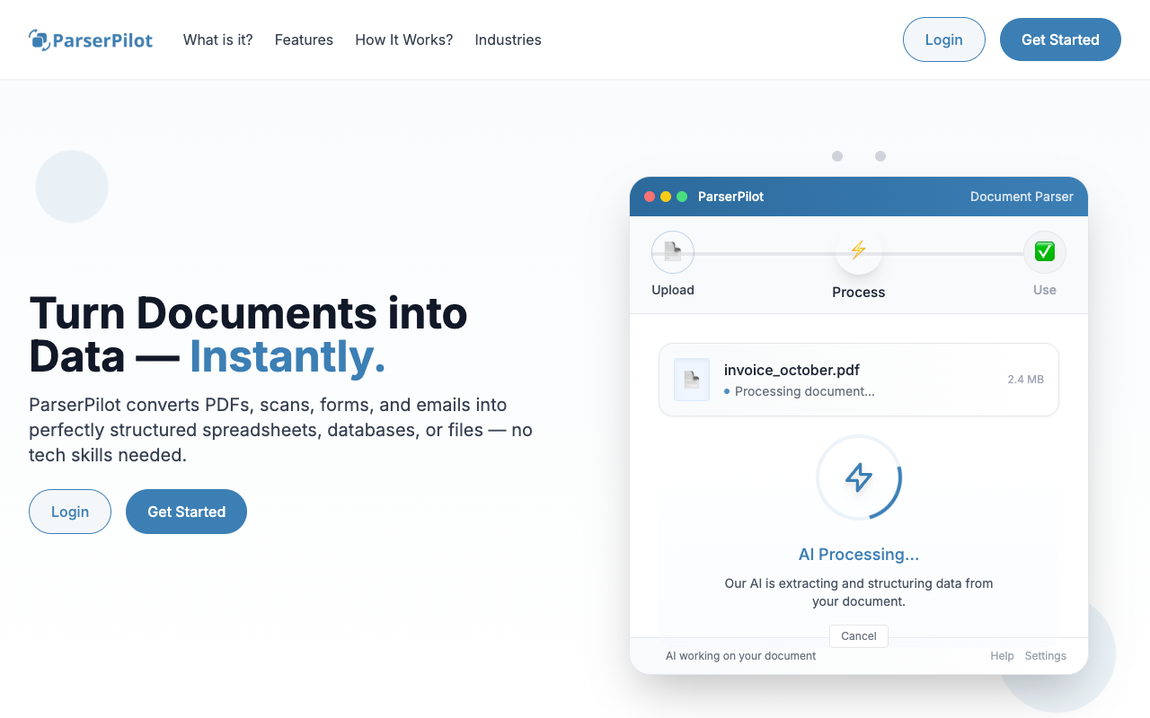 ParserPilot - An AI tool that turns documents into structured data effortlessly