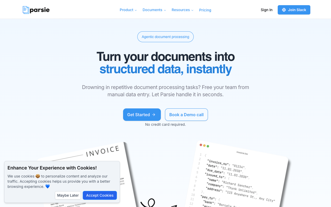 Parsie - Transforming Documents into Structured Data with Google Sheets data-extraction Google-Sheets AI