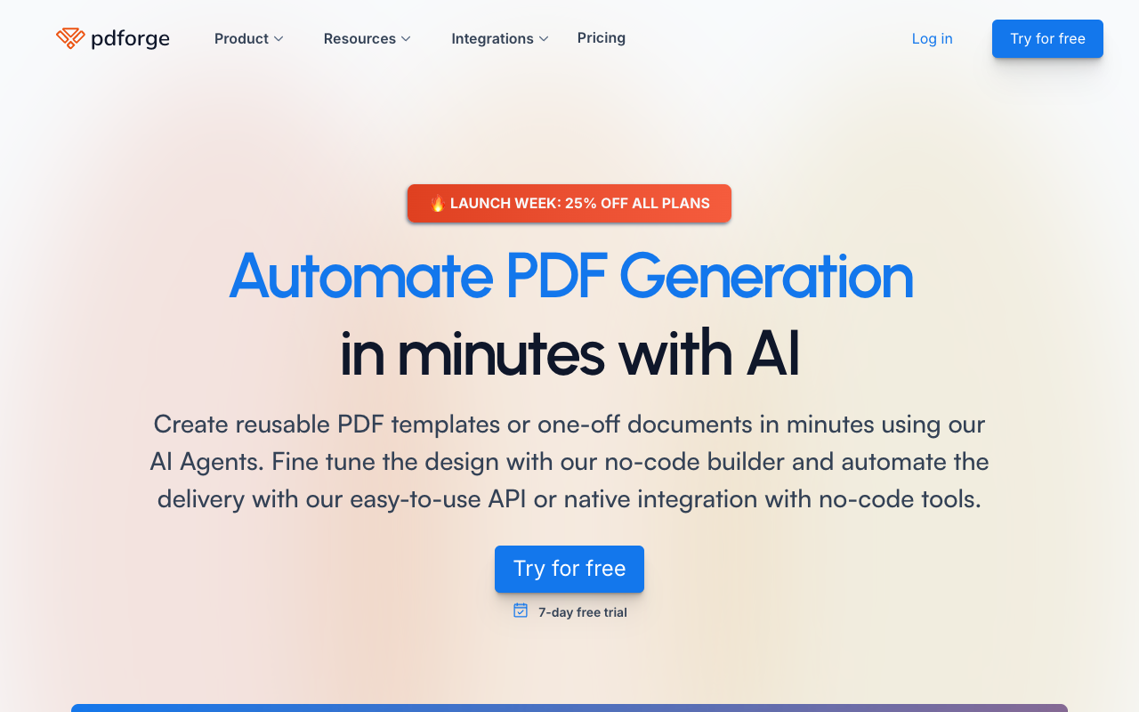 Pdforge - Automate your PDF Generation with AI in minutes PDF AI automation