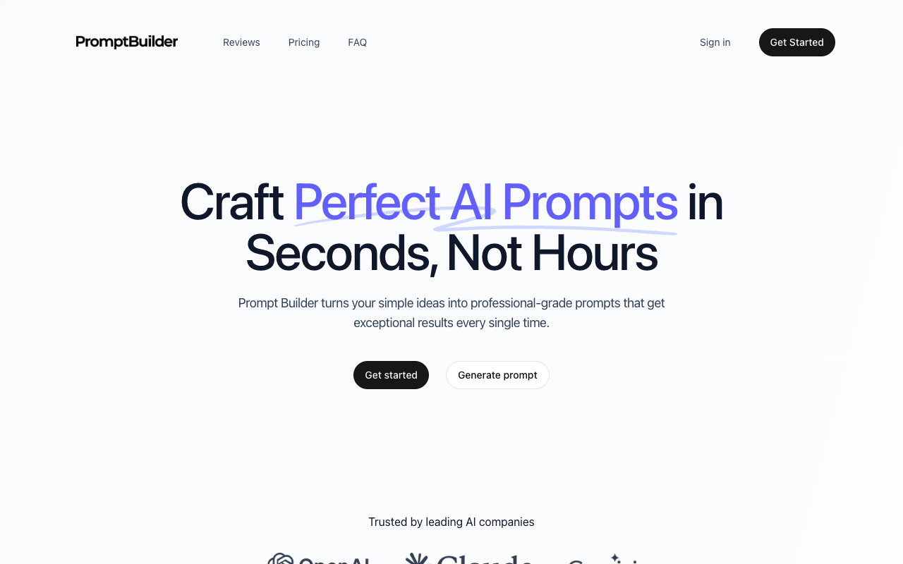 Prompt Builder - Transform ideas into perfect AI prompts instantly