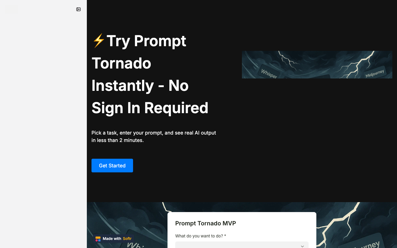 Prompt Tornado - A single interface for powerful AI tasks without coding AI productivity workflows