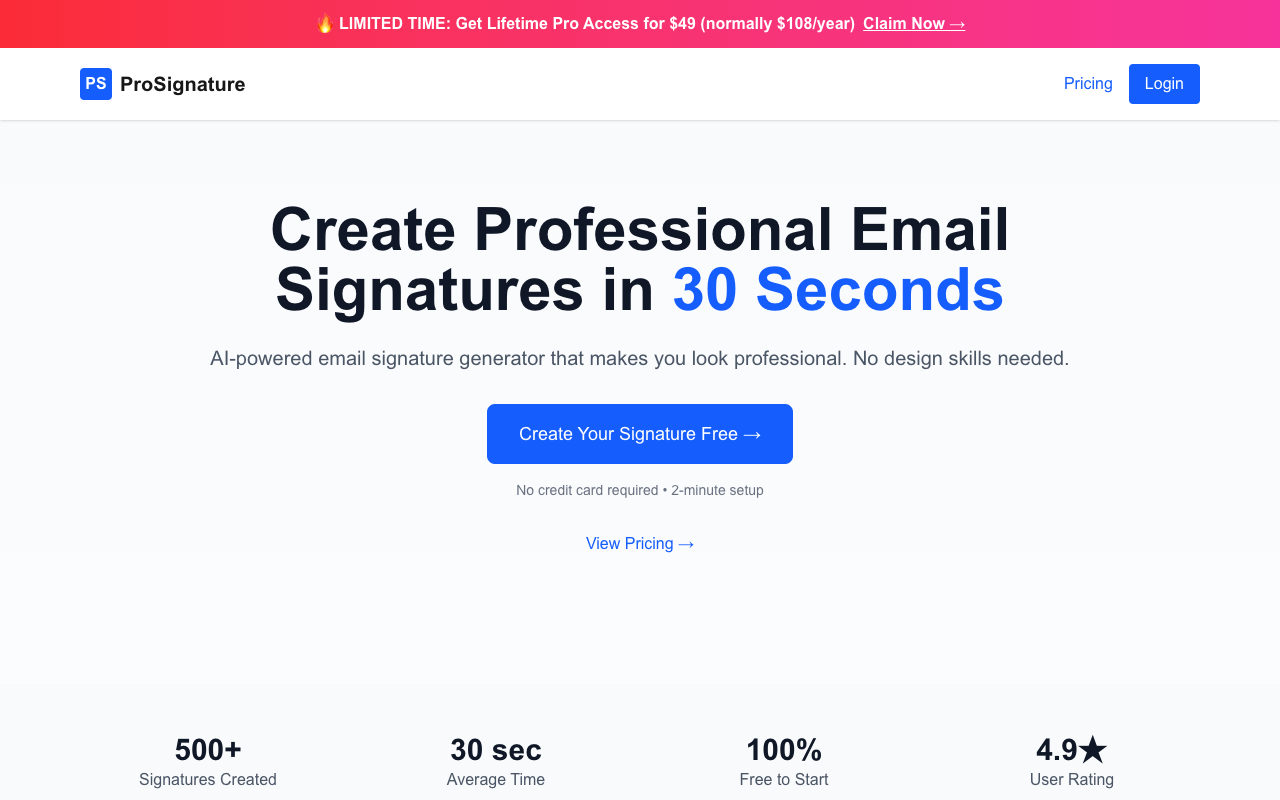 ProSignature - Create professional email signatures in 30 seconds with AI