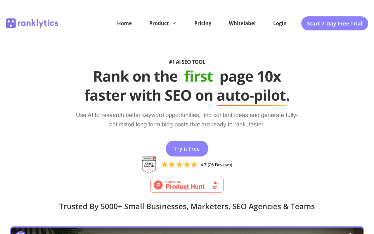 Ranklytics - An AI tool that helps you rank on the first page 10x faster