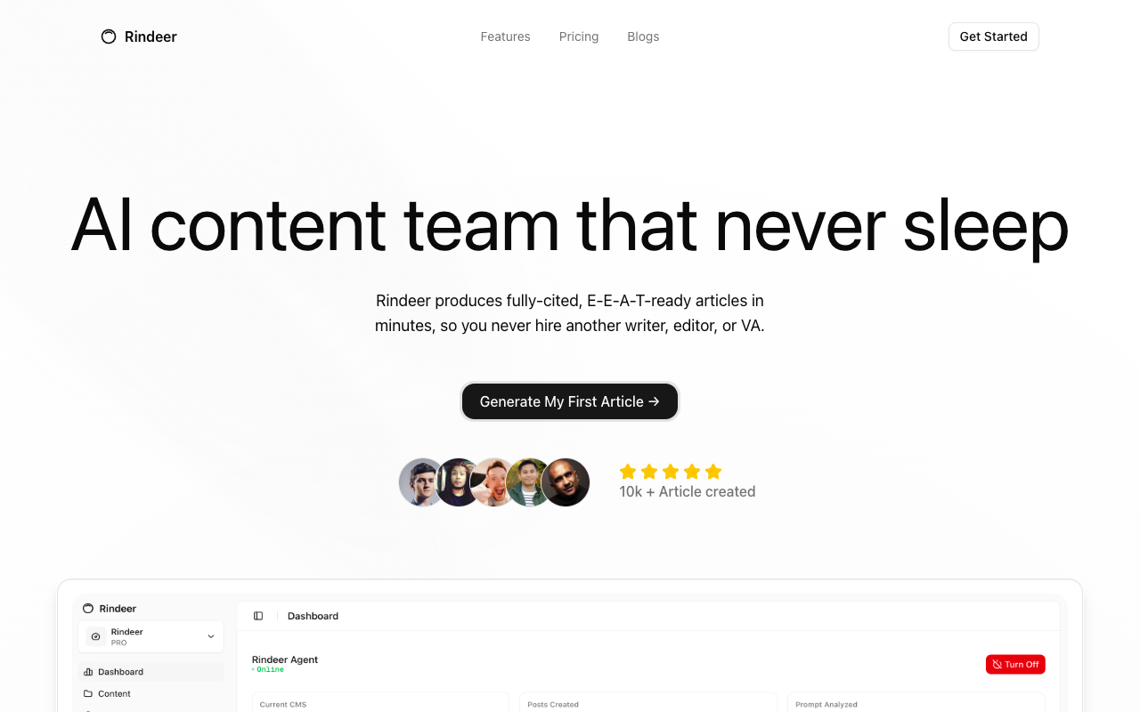 Rindeer - SEO that ranks on autopilot for solo entrepreneurs
