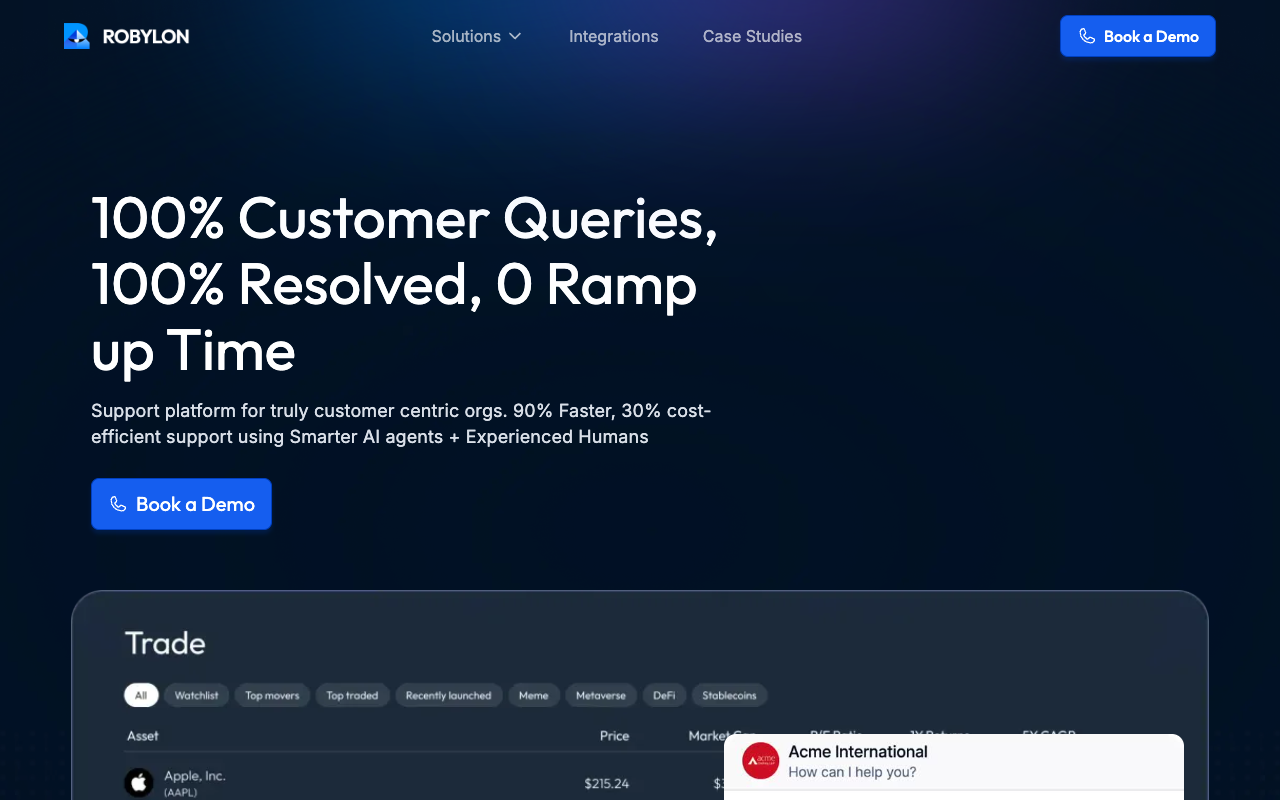 Robylon AI - Automate outcomes, not just conversations with intelligent support solutions