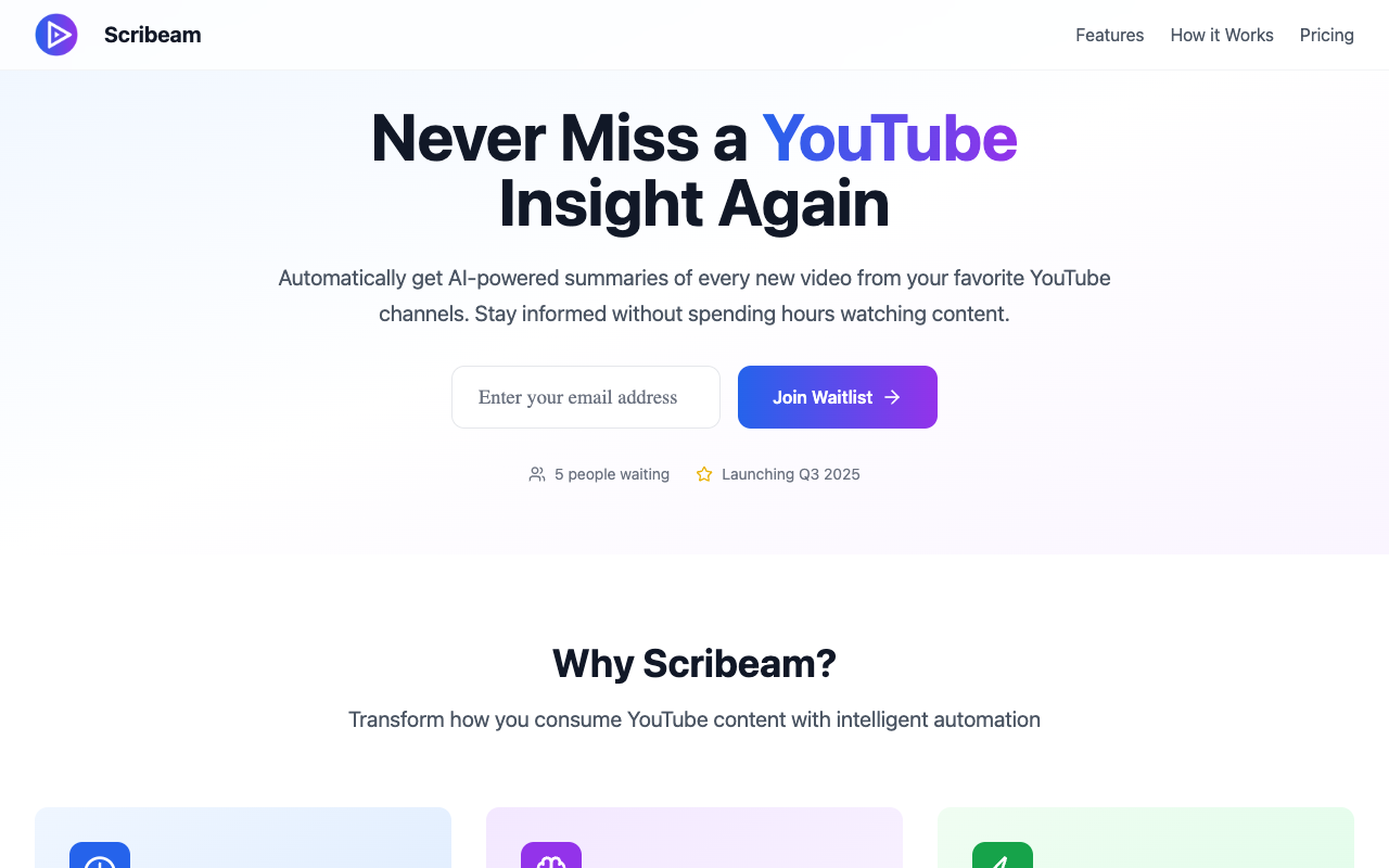 Scribeam - An AI-powered tool to summarize YouTube videos quickly