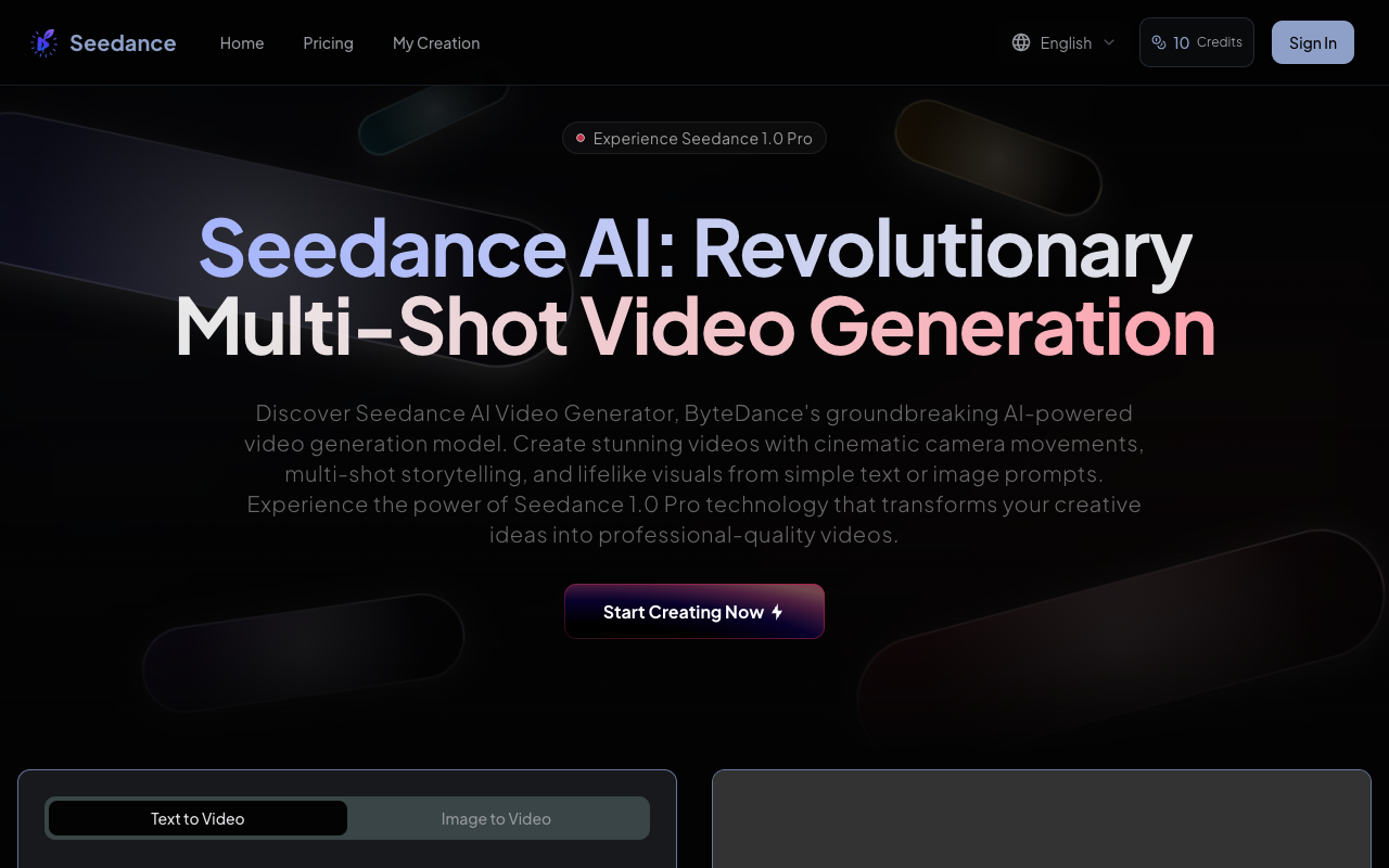Seedance 1.0 Pro - Transform Text and Images into Professional Multi-Shot Cinematic Videos video-generation AI cinematic
