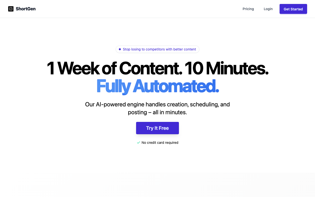 ShortGen - Create viral short videos in just 9 minutes with AI automation