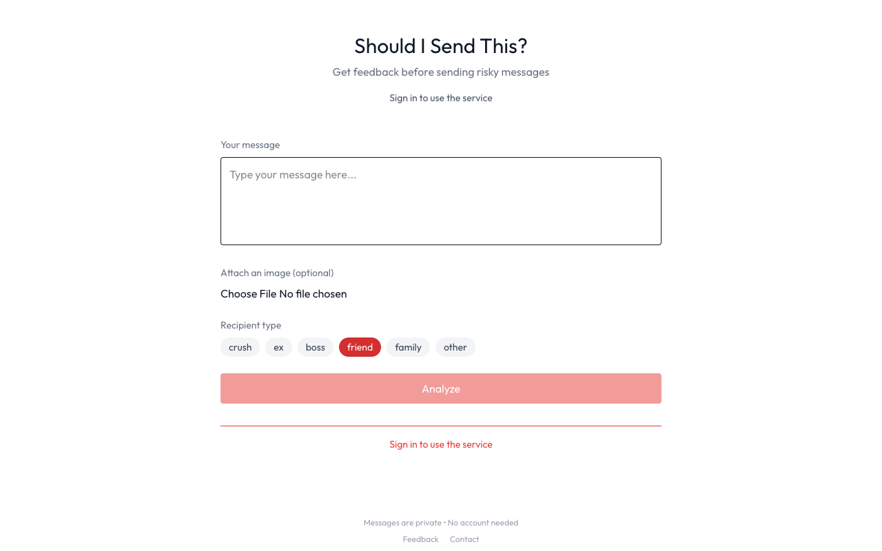 Should I Send This? - A tool to help you think before sending sensitive messages communication AI messaging