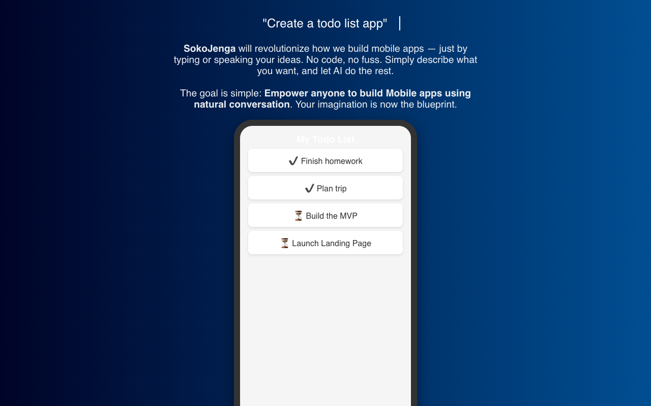 SokoJenga - A revolutionary platform for building mobile apps through conversation mobile-apps AI no-code
