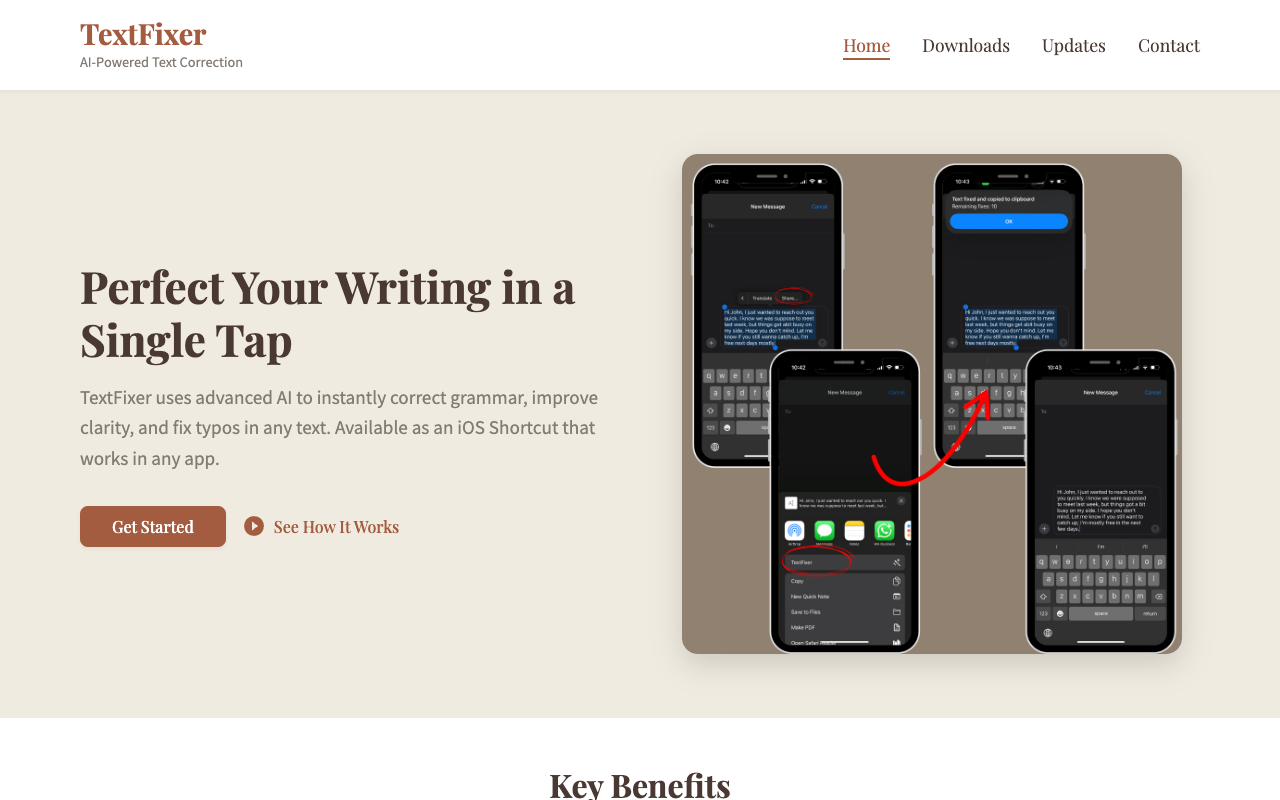 TextFixer - Instantly tidy up your writing with AI-powered text correction text-correction AI iOS