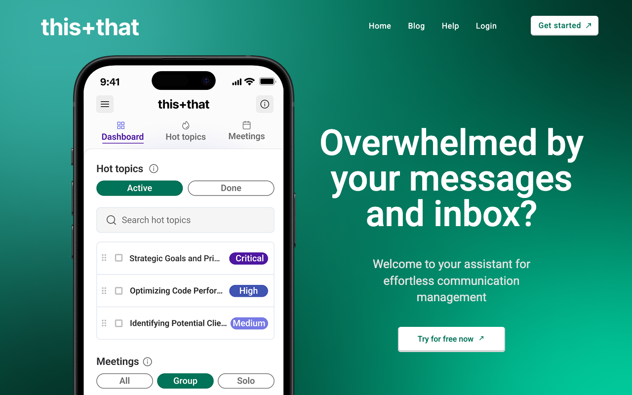 this + that - Organize tasks discussed across email and messaging apps