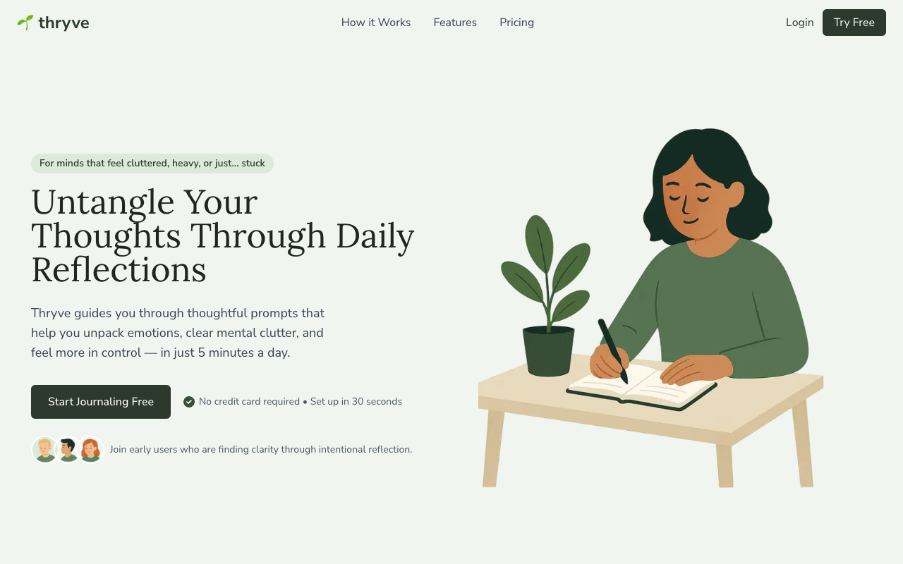 Thryve - An AI journaling companion that helps you reflect and gain insights journaling AI reflection