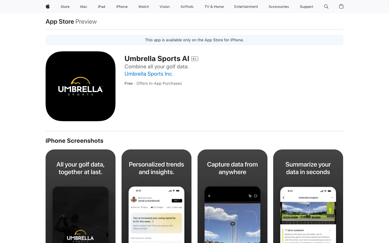 Umbrella Sports AI - Your personal golf data aggregator powered by advanced AI