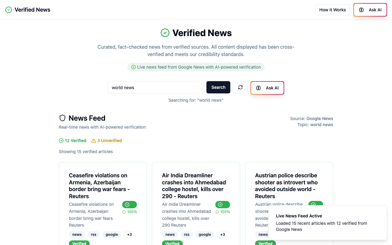 Verified News AI - A real-time tool that verifies news claims using AI