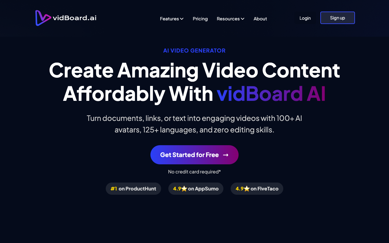vidBoard - An AI video maker that transforms text into stunning videos effortlessly