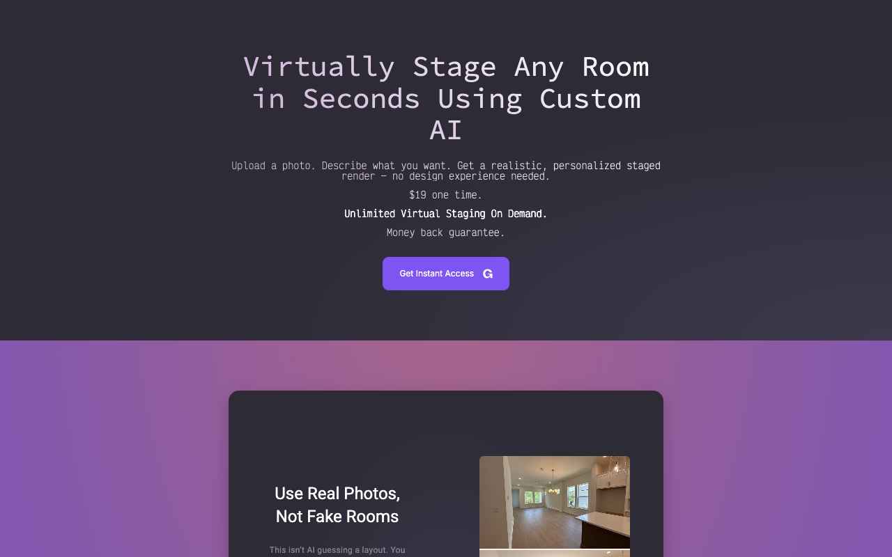 Virtual Staging Genius - Instantly transform empty rooms into irresistible spaces with AI