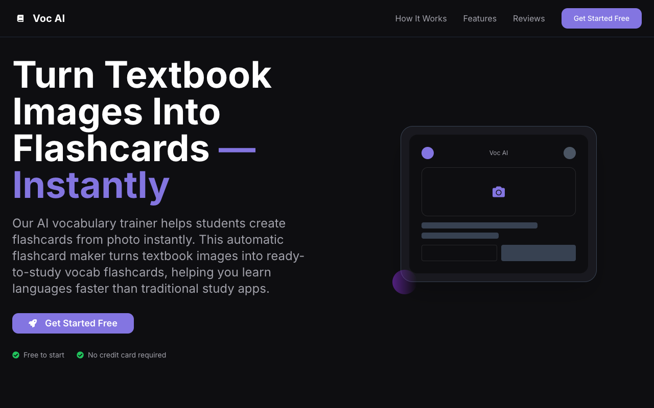 Voc AI - The Fastest Way to Learn Vocabulary with Instant Flashcards