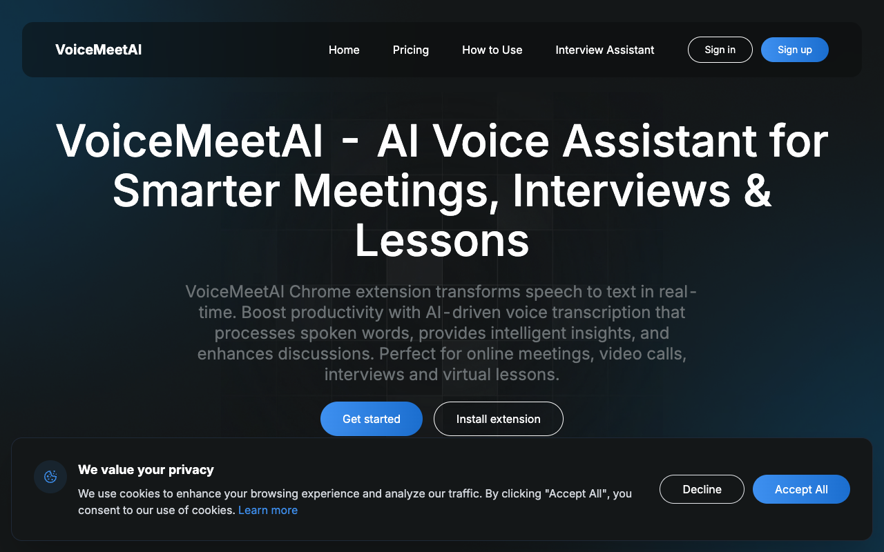 VoiceMeetAI - A Chrome extension for real-time audio transcription and AI assistance