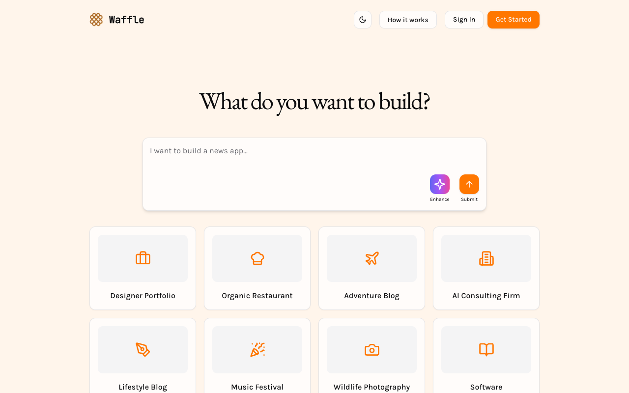 Waffle - An AI website builder that creates websites in minutes from your prompts