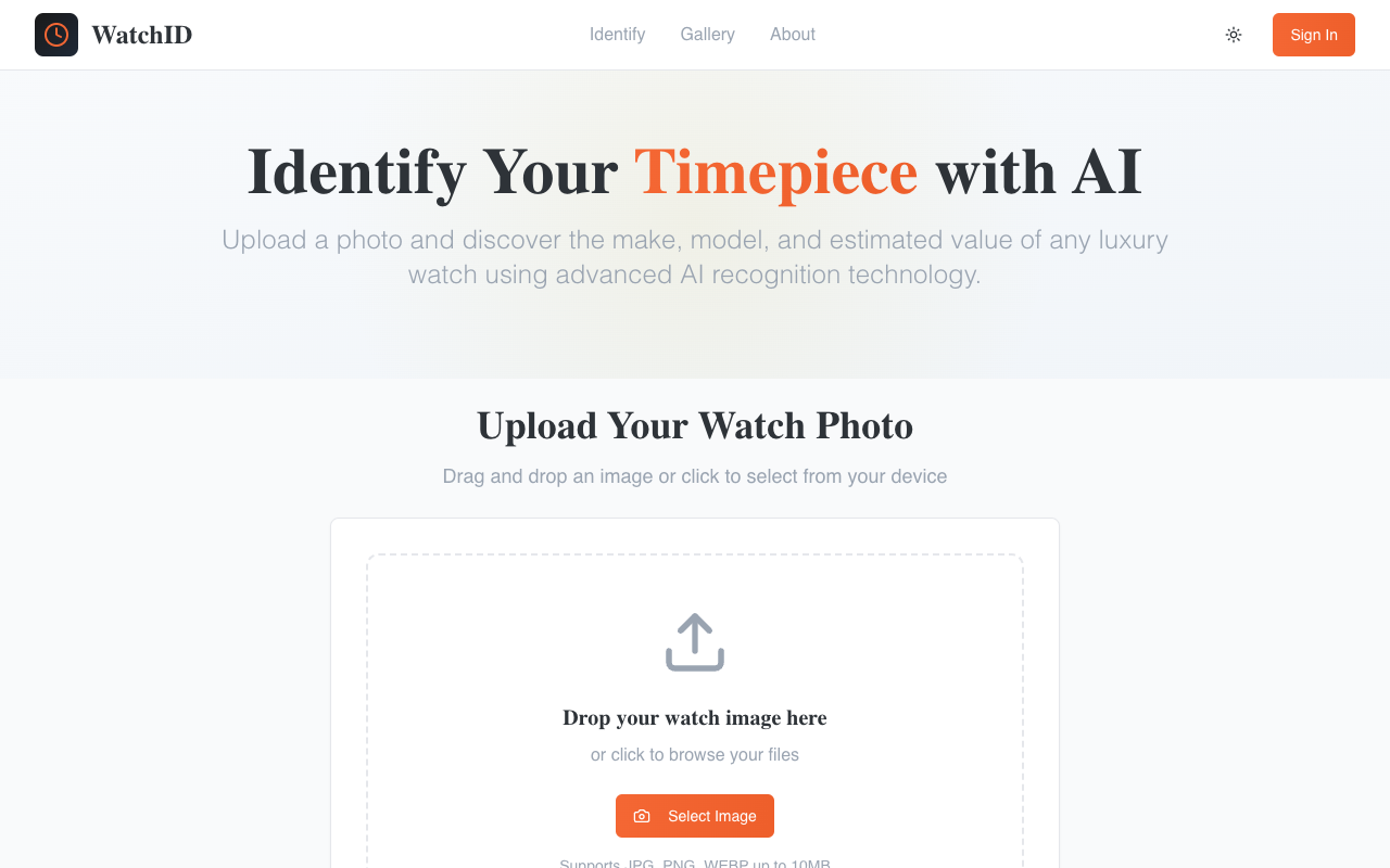 Watch ID - Identify and value luxury watches using advanced AI technology