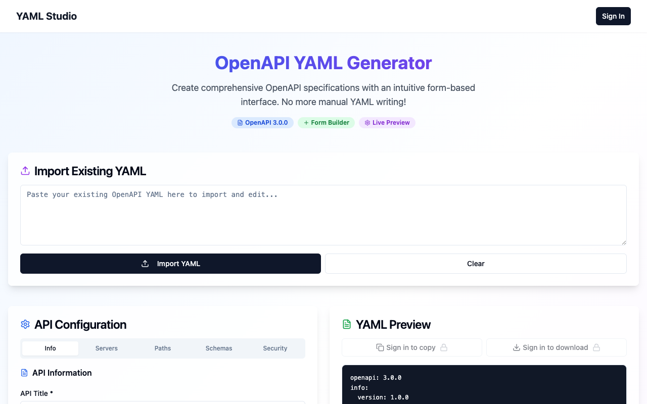 YAML Studio - Create OpenAPI YAML specifications visually with ease