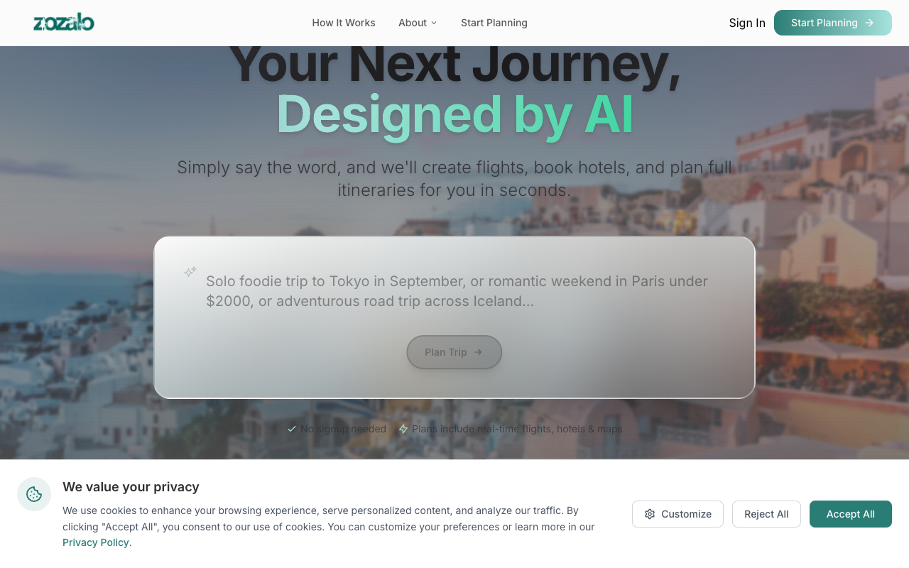 Zozalo - An AI trip planner that creates personalized travel itineraries just for you