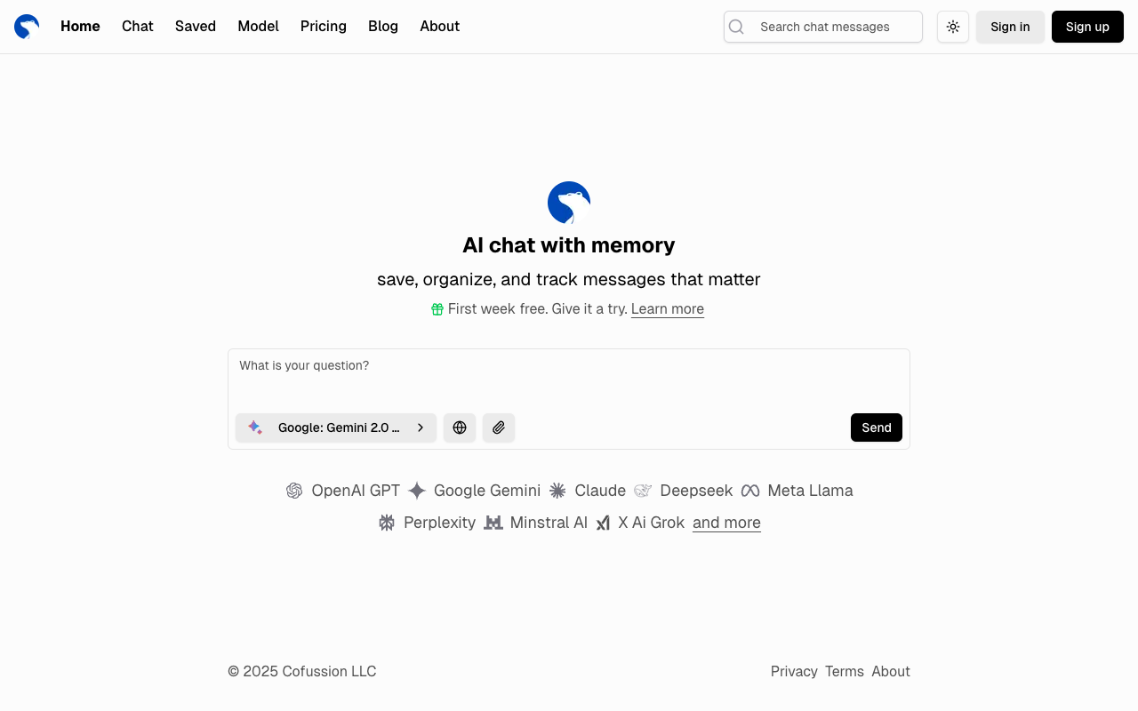Bearchat.ai - An AI chat app with memory that helps you save and organize important messages