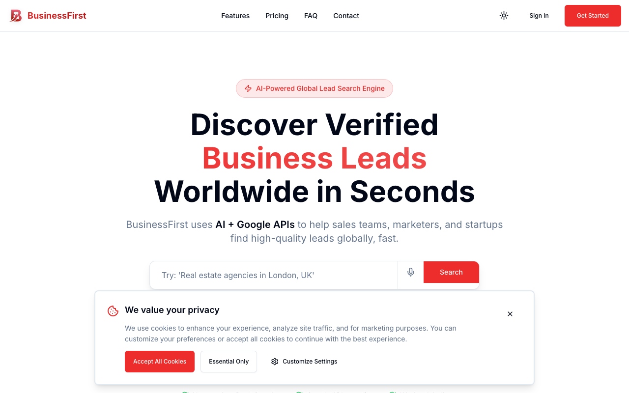 BusinessFirst - The most advanced platform for business search and lead generation business lead-generation AI