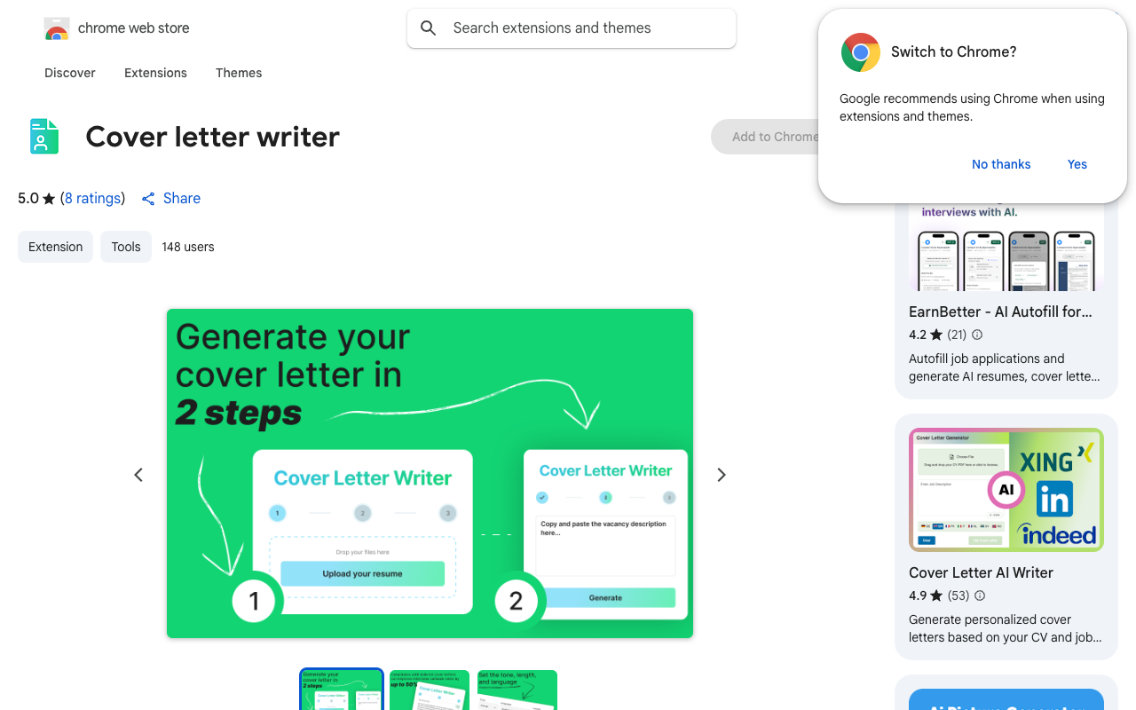 Cover Letter Writer - An AI tool for quickly generating professional job application letters job-seeking AI cover-letter